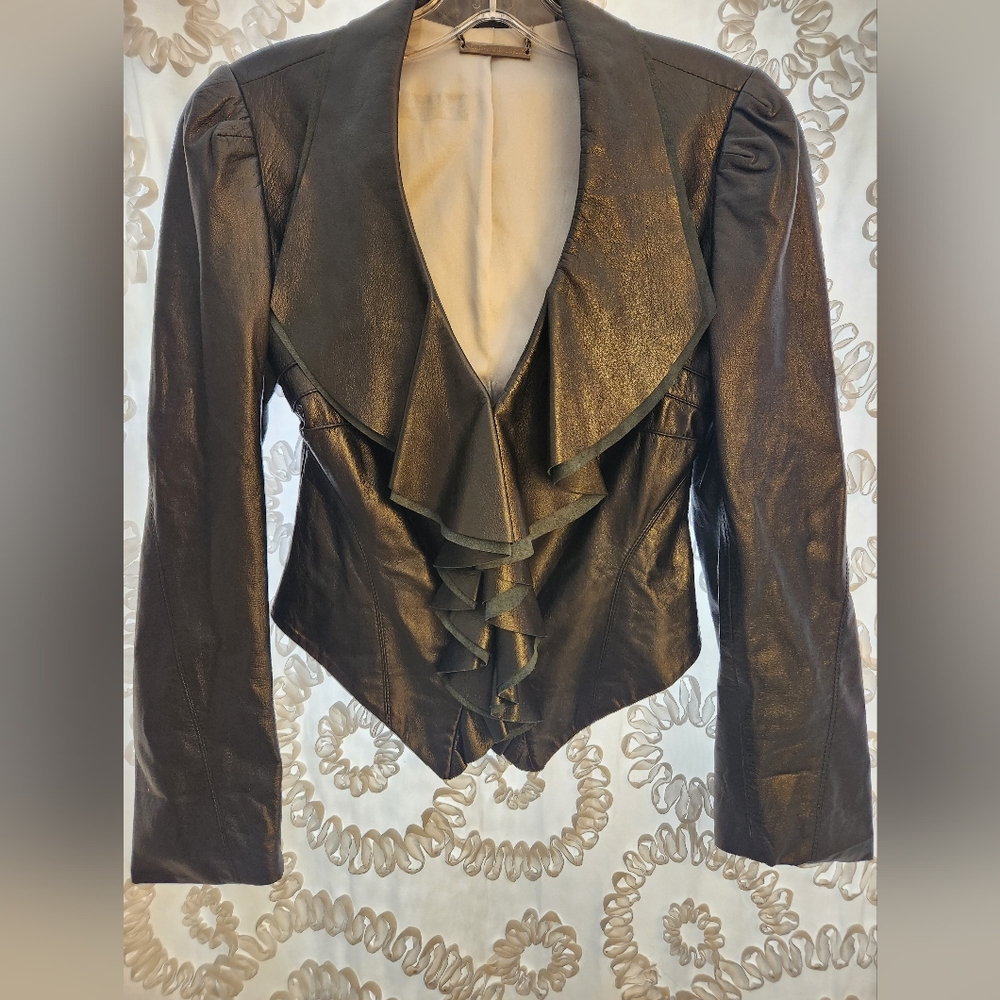 Diane von Furstenberg DVF womens size 0 Iggy Stardust Black leather jacket